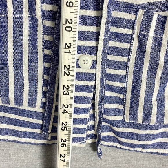 Joe Fresh Linen Blend Shirt Sz XS Long Line Button Up with Drawstring Waist - Picture 8 of 9